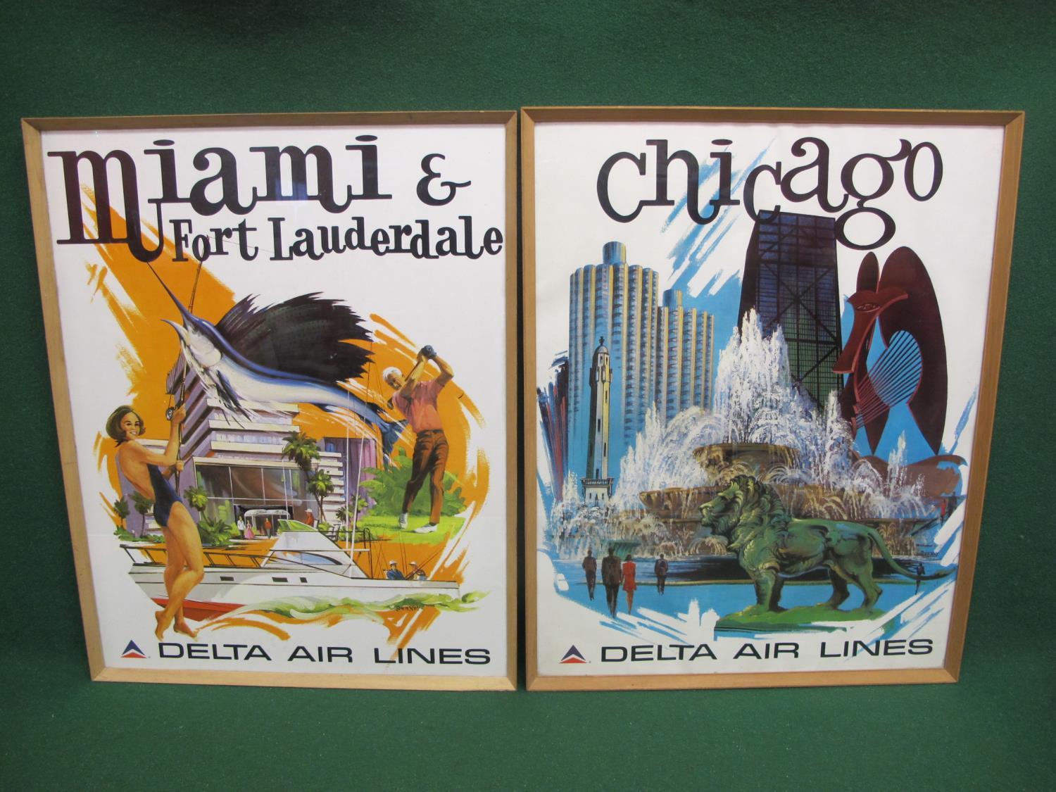 Set of six Delta Air Lines posters featuring colourful montages of Chicago, San Francisco, Las - Image 3 of 3