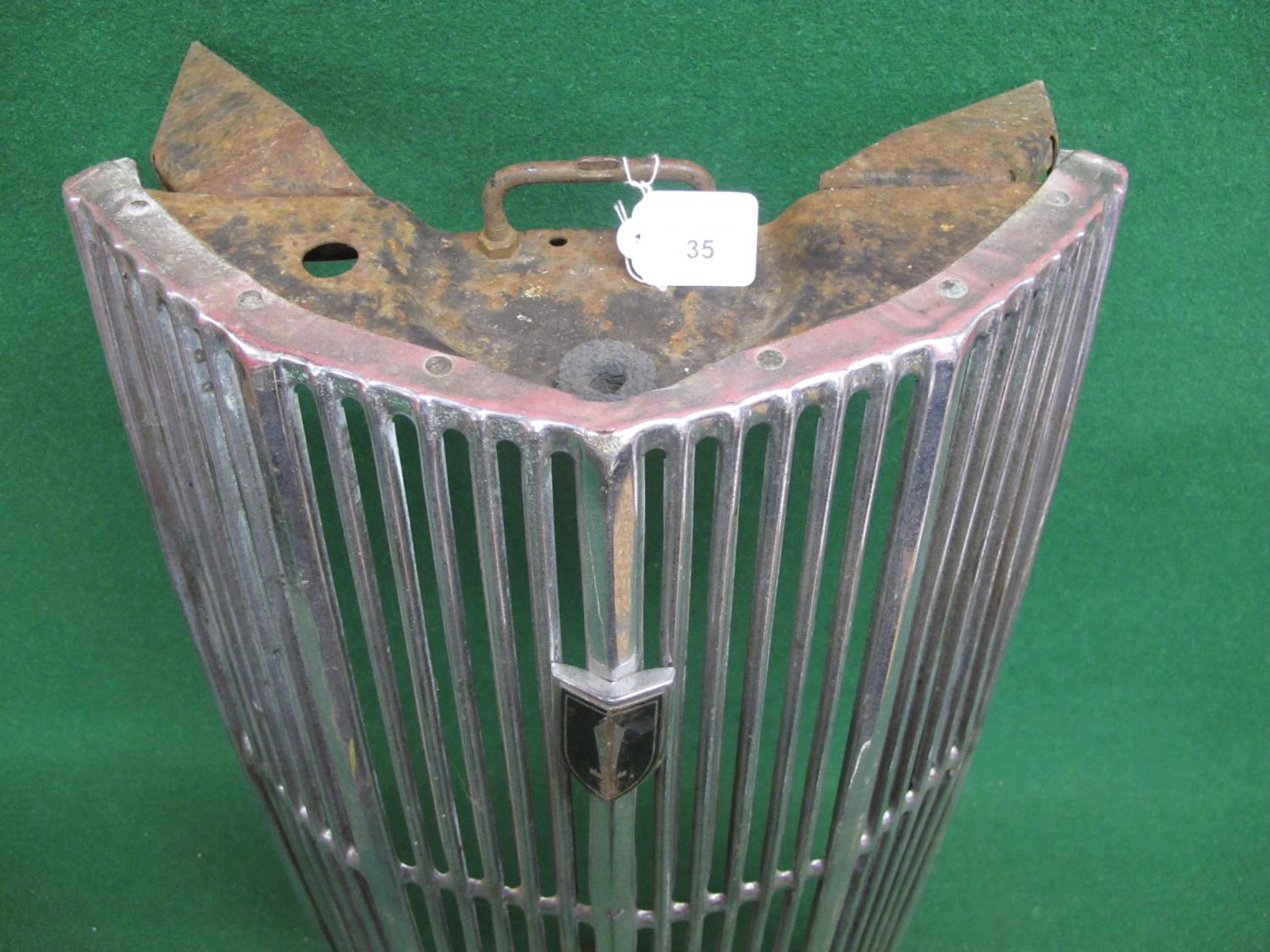 Vertical chromed radiator grill with starting handle hole and badge - 26" tall Please note - Image 2 of 3