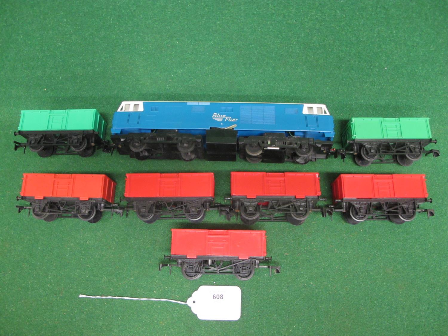 Triang Big-Big plastic O gauge battery powered Hymek style diesel locomotive Blue-Flier (with - Image 3 of 3