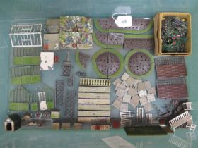 Quantity of mostly metal playworn Britains English Country Garden items to include: flower beds,