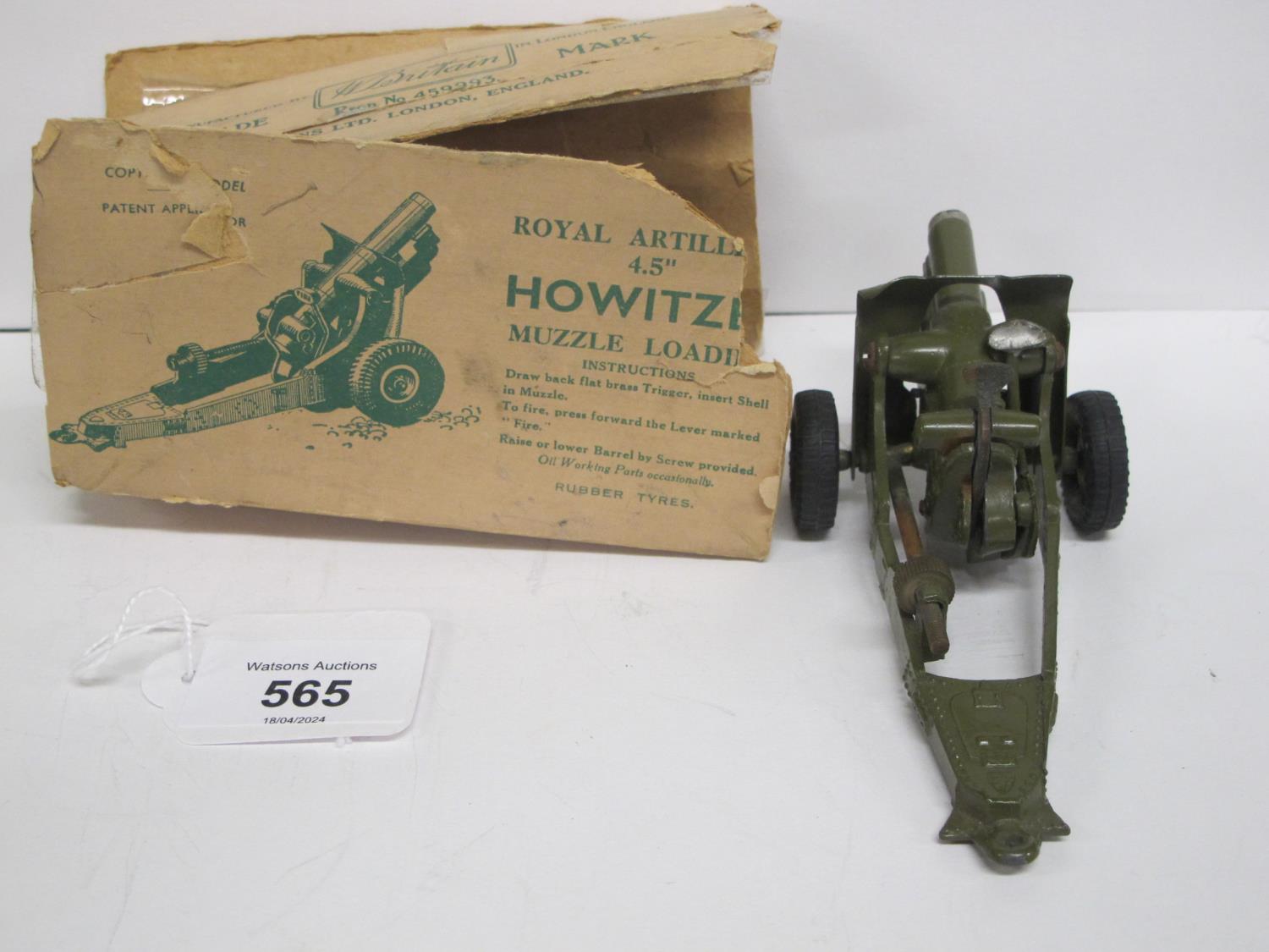 Britains Royal Artillery 4.5" Howitzer with remnants of its box - 5.25" long Please note - Image 3 of 3