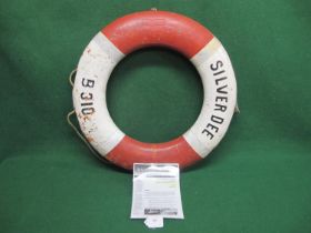 Lifebuoy from the ill fated fishing vessel Silver Dee which sank in the Irish Sea (with no loss of