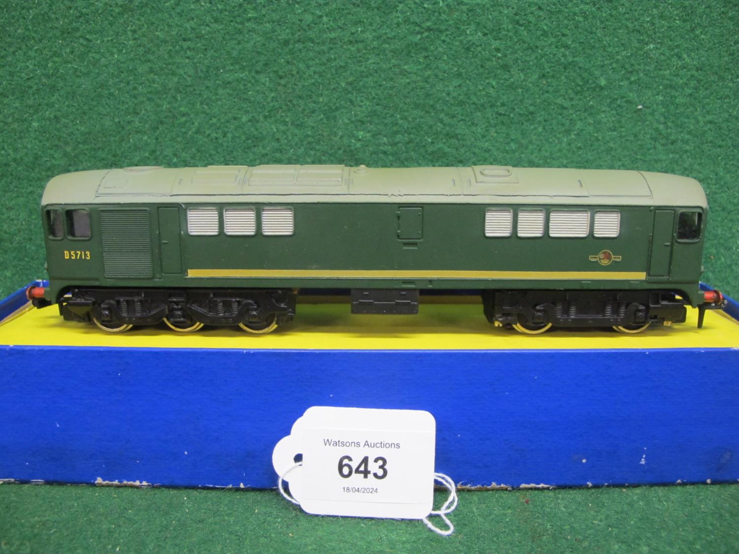 1961-1964 Hornby Dublo 3233 3 Rail Met-Vic CoBo diesel locomotive D5713 in late BR green with - Image 3 of 4