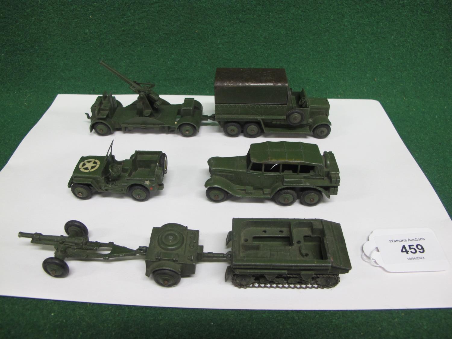 Quantity of loose 1940's Dinky army vehicles to include: US Jeep, six wheel covered wagon &