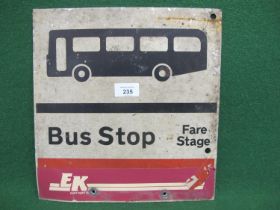 Double sided aluminium East Kent Buses Fare Stage Bus Stop sign with removable, later, EK stickers -