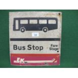 Double sided aluminium East Kent Buses Fare Stage Bus Stop sign with removable, later, EK stickers -