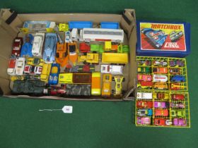 Box of playworn Corgi, Dinky and Matchbox vehicles to include: Corgi 270, 007 DB5 with Top Secret