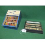 Two shop counter display cases to comprise: wooden Mars-Staedtler pencil selection with contents -