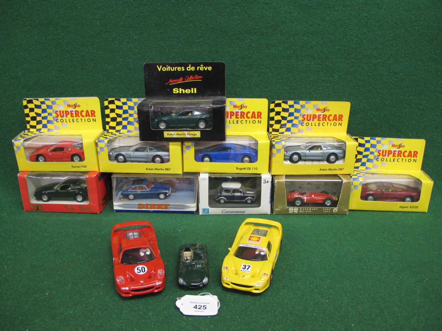 Boxed and loose model cars from Brumm, Maisto, 1980's Dinky, Cararama etc together with two Ninco