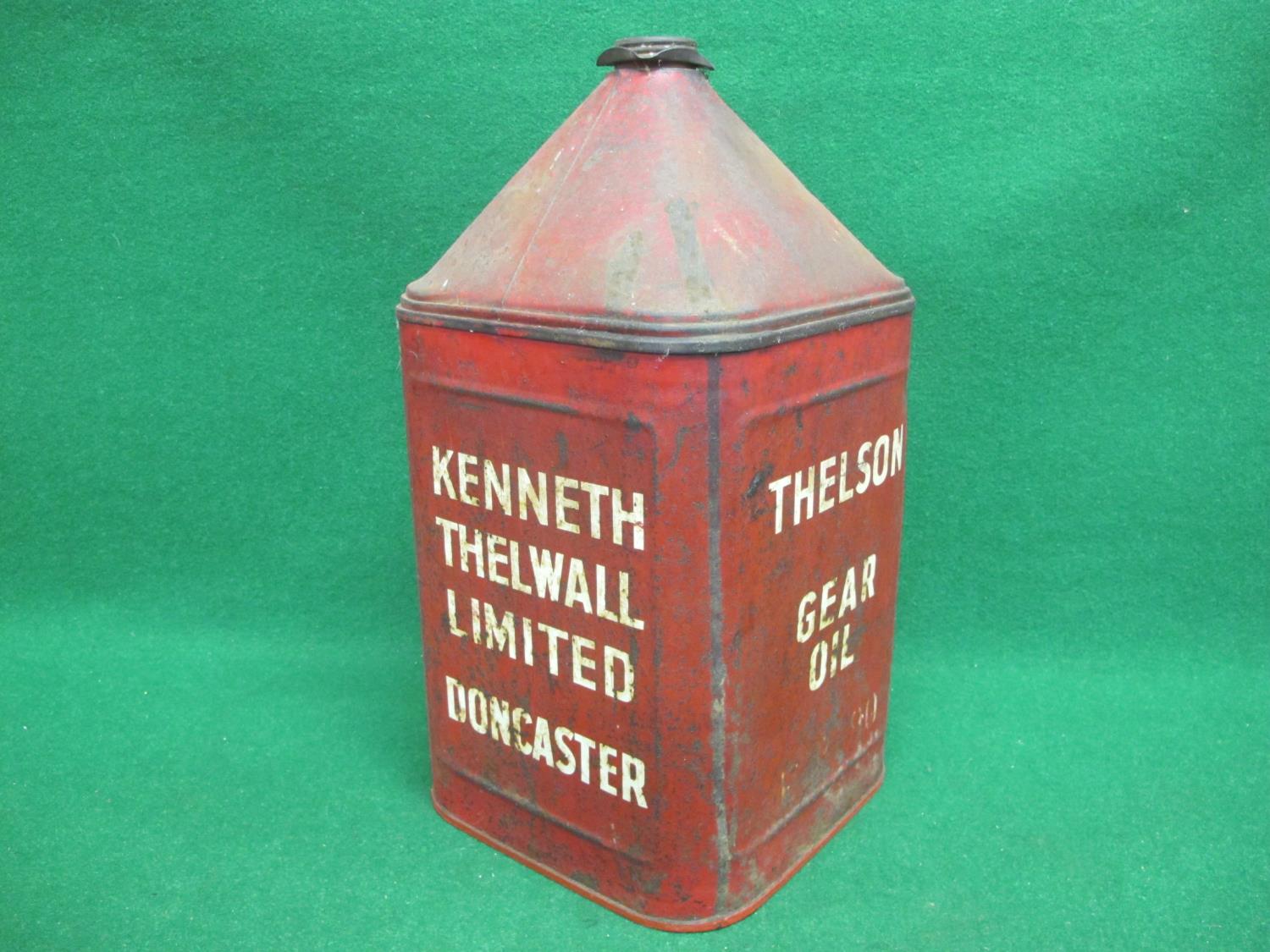 Thelson Gear Oil pyramid can with cap, handle and Kenneth Thelwall Limited Doncaster on two - Image 2 of 3