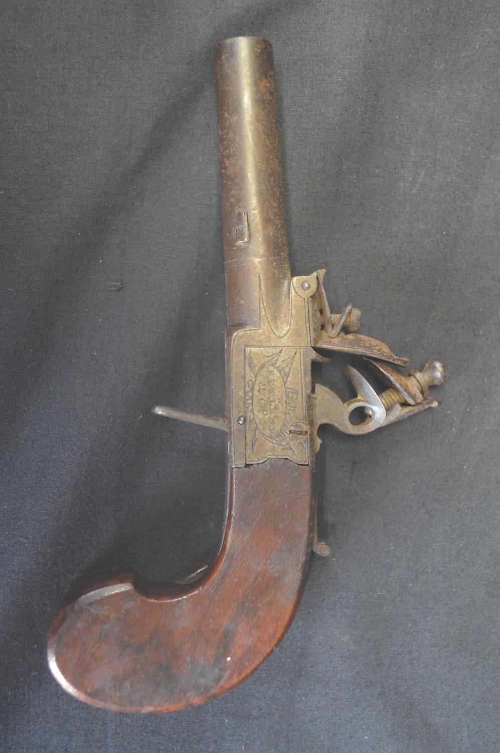 W Ketland & Co. flint box lock pistol - 17cm long Please note descriptions are not condition - Image 2 of 2