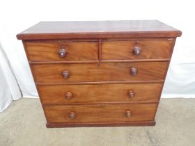 Mahogany chest of two short over three long graduated drawers, standing on plinth base - 107cm x