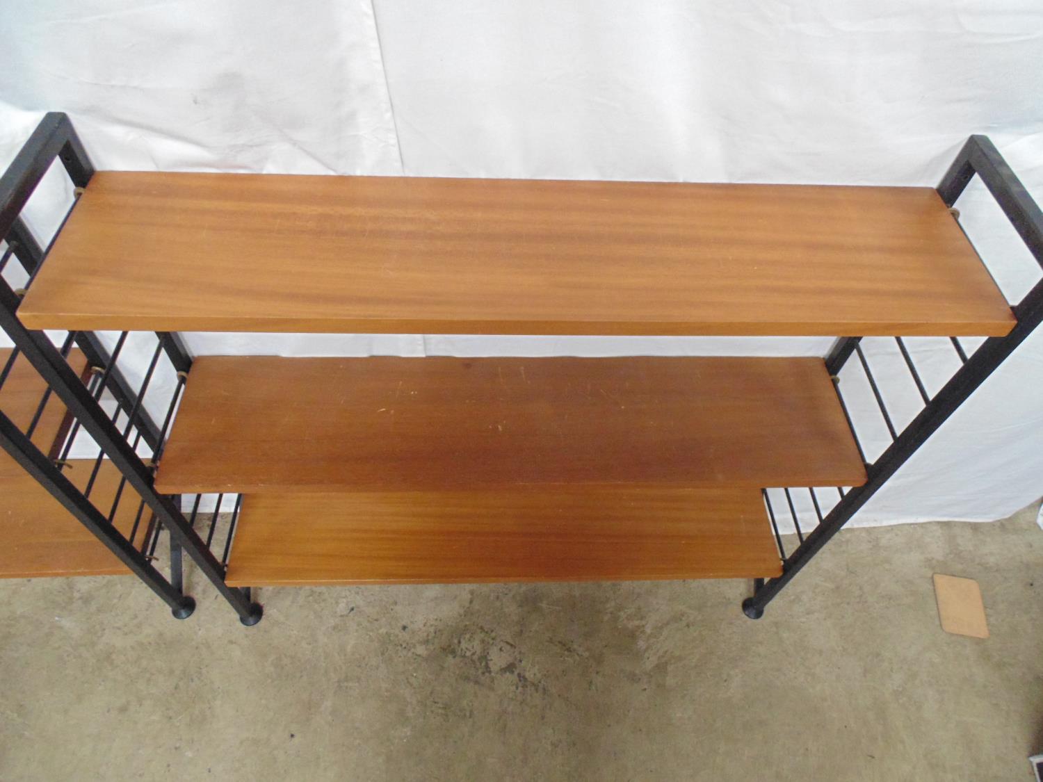 Two modular teak shelf units each having three shelves - 94cm x 21cm x 88cm tall Please note - Image 6 of 6