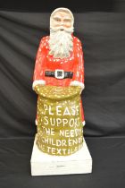 Papier Mache Father Christmas charity donation box on wooden base - 84cm tall Please note