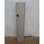 Metal gun cabinet to hold four guns - 27.5cm x 22.5cm x 151cm tall Please note descriptions are