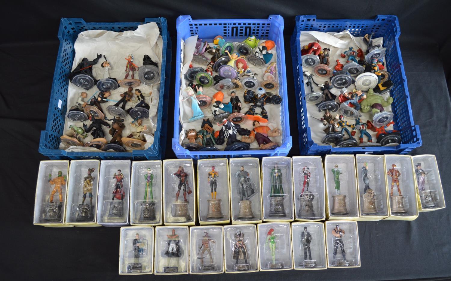 Six boxes containing a quantity of Marvel, DC Comic and Disney figures together with some display - Image 2 of 4