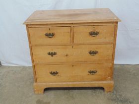 Victorian pine chest of two short over two long drawers, standing on bracket feet - 85cm x 49cm x