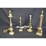 Group of four various brass table lamps - tallest 45.5cm Please note descriptions are not