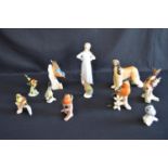 Group of eight Goebel bird figures together with Royal Adderley bird, Beswick dog and Lladro