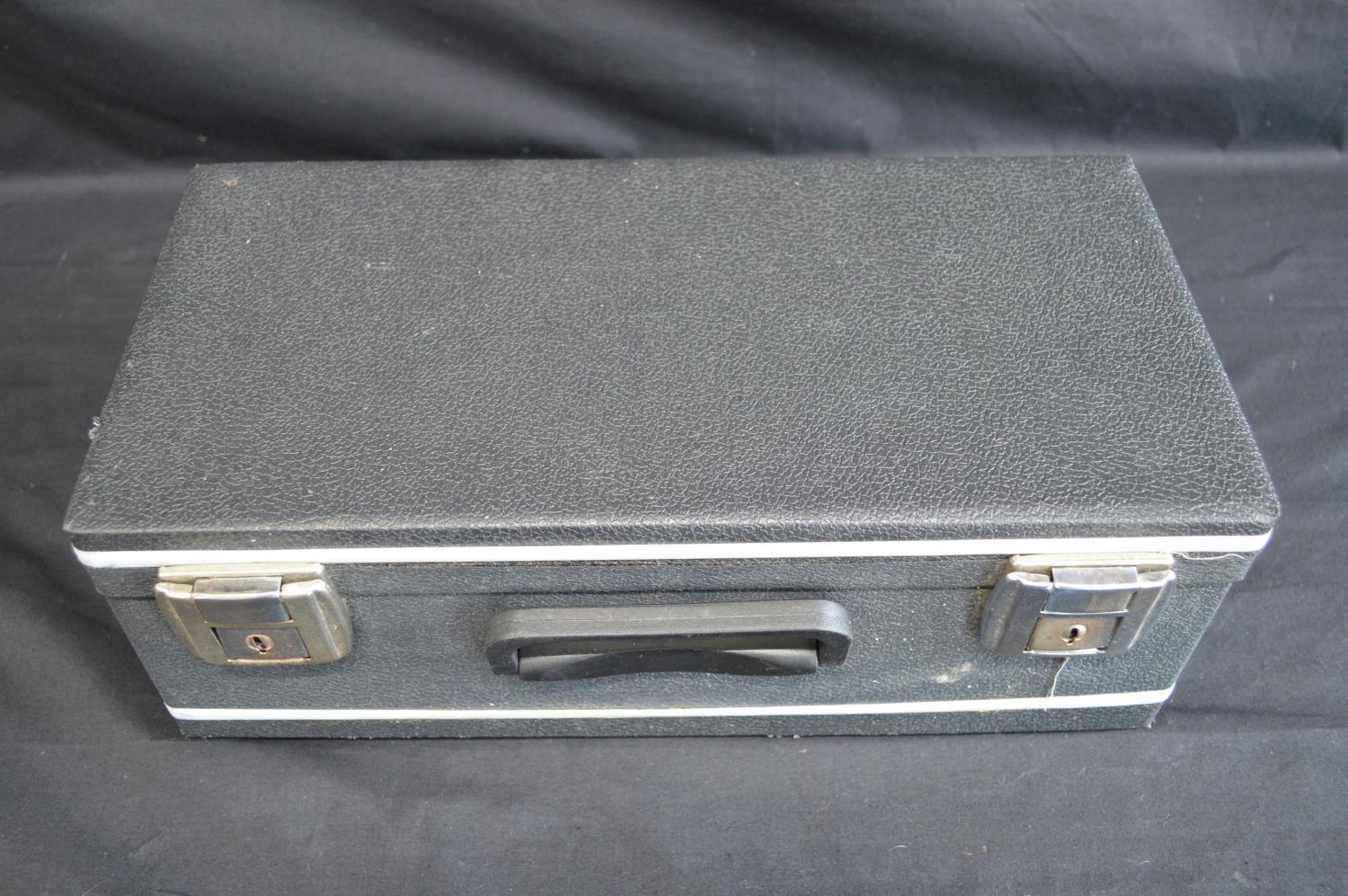 Trademark Boosey, Bessons & Co. London WC H.75983 plated trumpet in black hard case Please note - Image 4 of 4