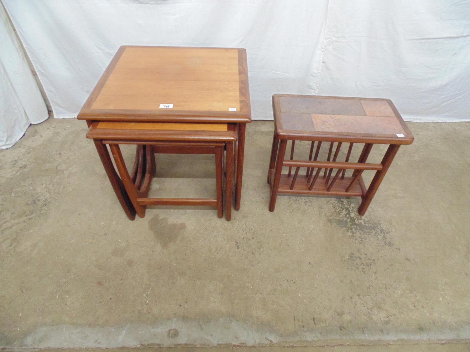 Possibly G Plan Astro (no label) nest of three tables - 50cm x 50cm x 52cm tall together with a teak - Image 2 of 4