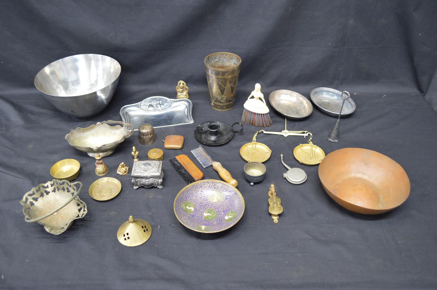 Collection of sundry items to include: white metal top walking cane, convex mirror, quantity of - Image 3 of 3