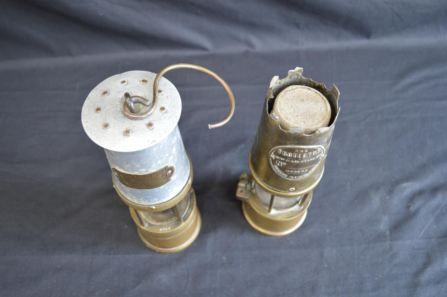 JH Naylor Ltd brass and aluminium No. 6290 miners inspection lamp together with a Protector brass - Image 2 of 4