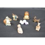 Group of six Wade Whimsies to include: Archimedes, Madam Mim & Merlin as a Caterpillar etc