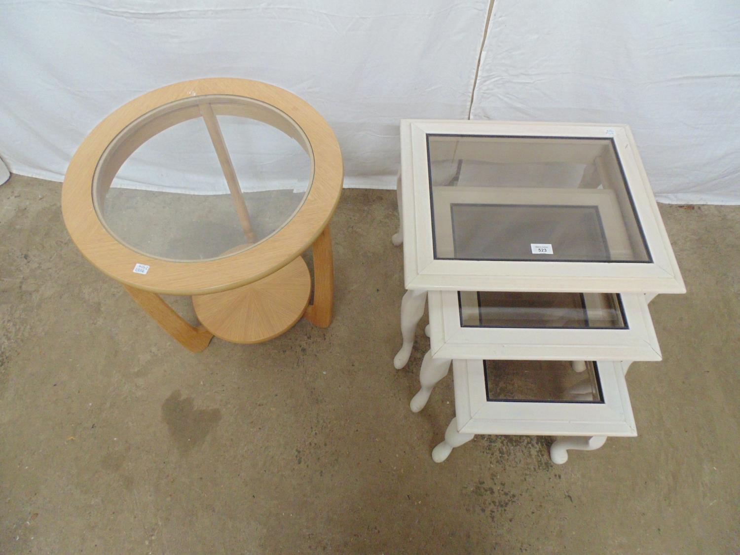 Painted nest of three glass topped tables, standing on cabriole legs - 51cm x 42cm x 47cm ( - Image 2 of 4