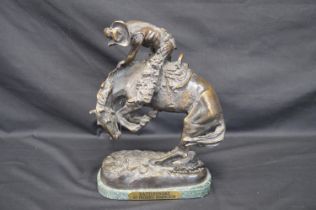 After Frederic Remington (1861-1909) bronze sculpture titled Rattlesnake having incised signature on