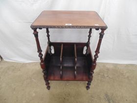 19th century rosewood two tier what-not the rectangular top having gadrooned edge, raised on