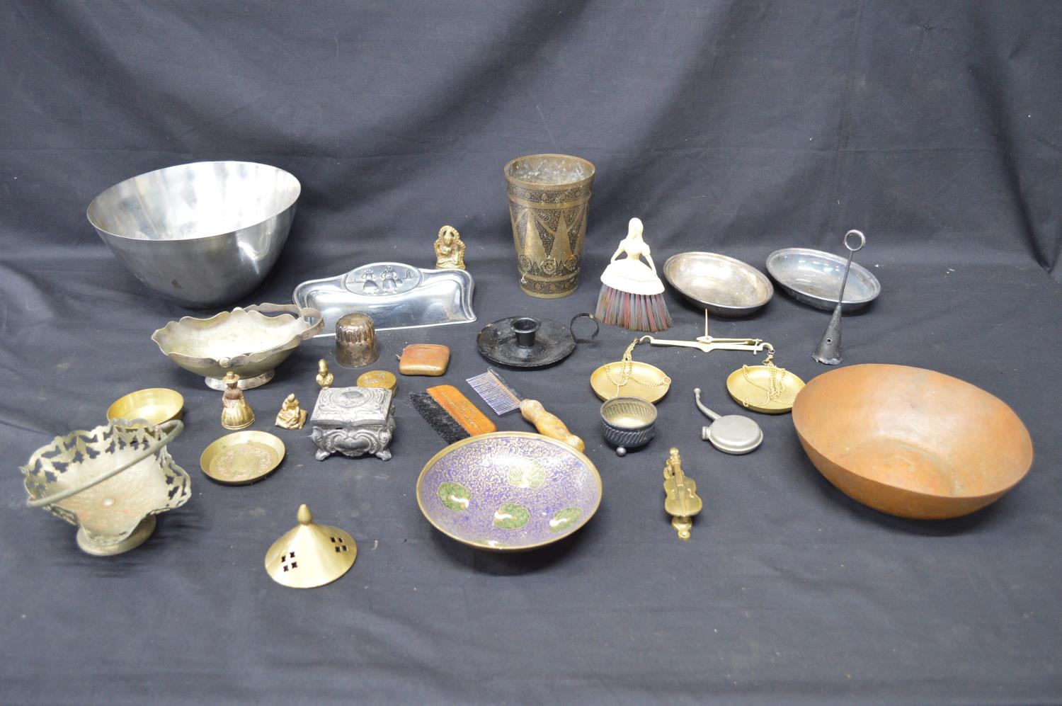 Collection of sundry items to include: white metal top walking cane, convex mirror, quantity of - Image 2 of 3