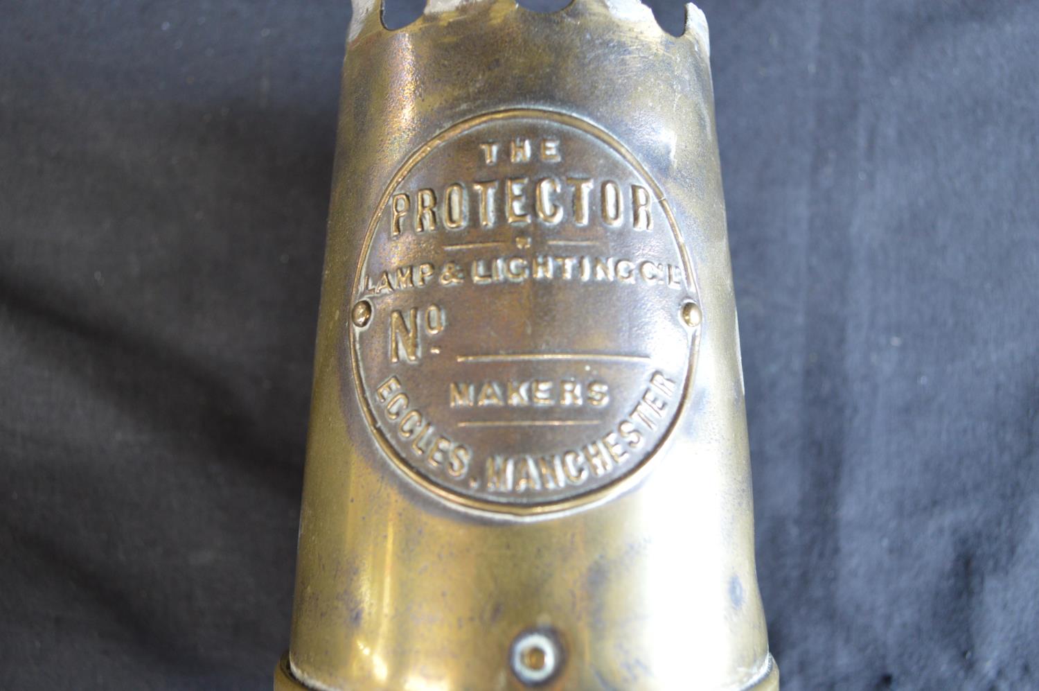 JH Naylor Ltd brass and aluminium No. 6290 miners inspection lamp together with a Protector brass - Image 4 of 4