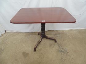 19th century mahogany rectangular occasional table (previously tip top) on a baluster column leading