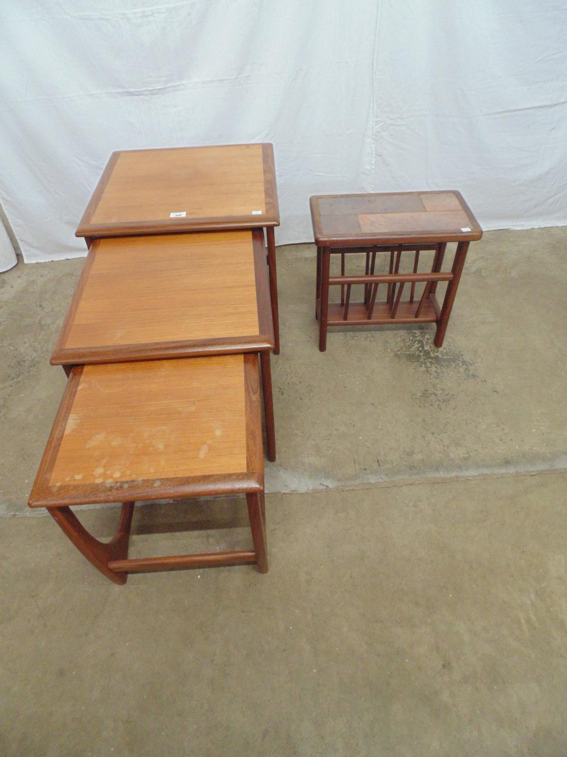 Possibly G Plan Astro (no label) nest of three tables - 50cm x 50cm x 52cm tall together with a teak