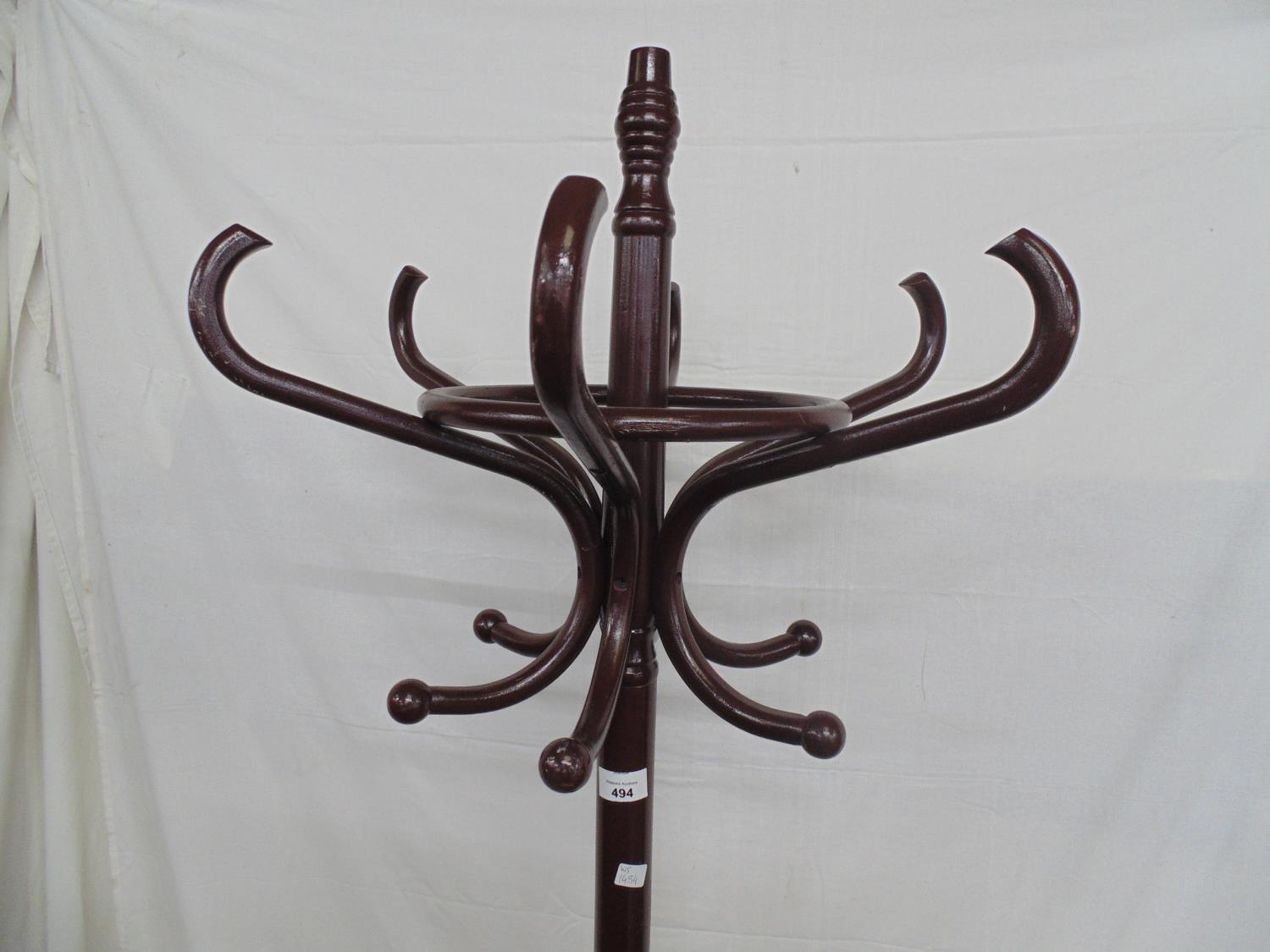 Modern painted bentwood hatstand having six S shaped coat hooks and lower umbrella section - - Image 3 of 3