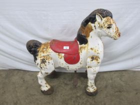 Vintage metal painted ride on Mobo horse - 77cm tall Please note descriptions are not condition
