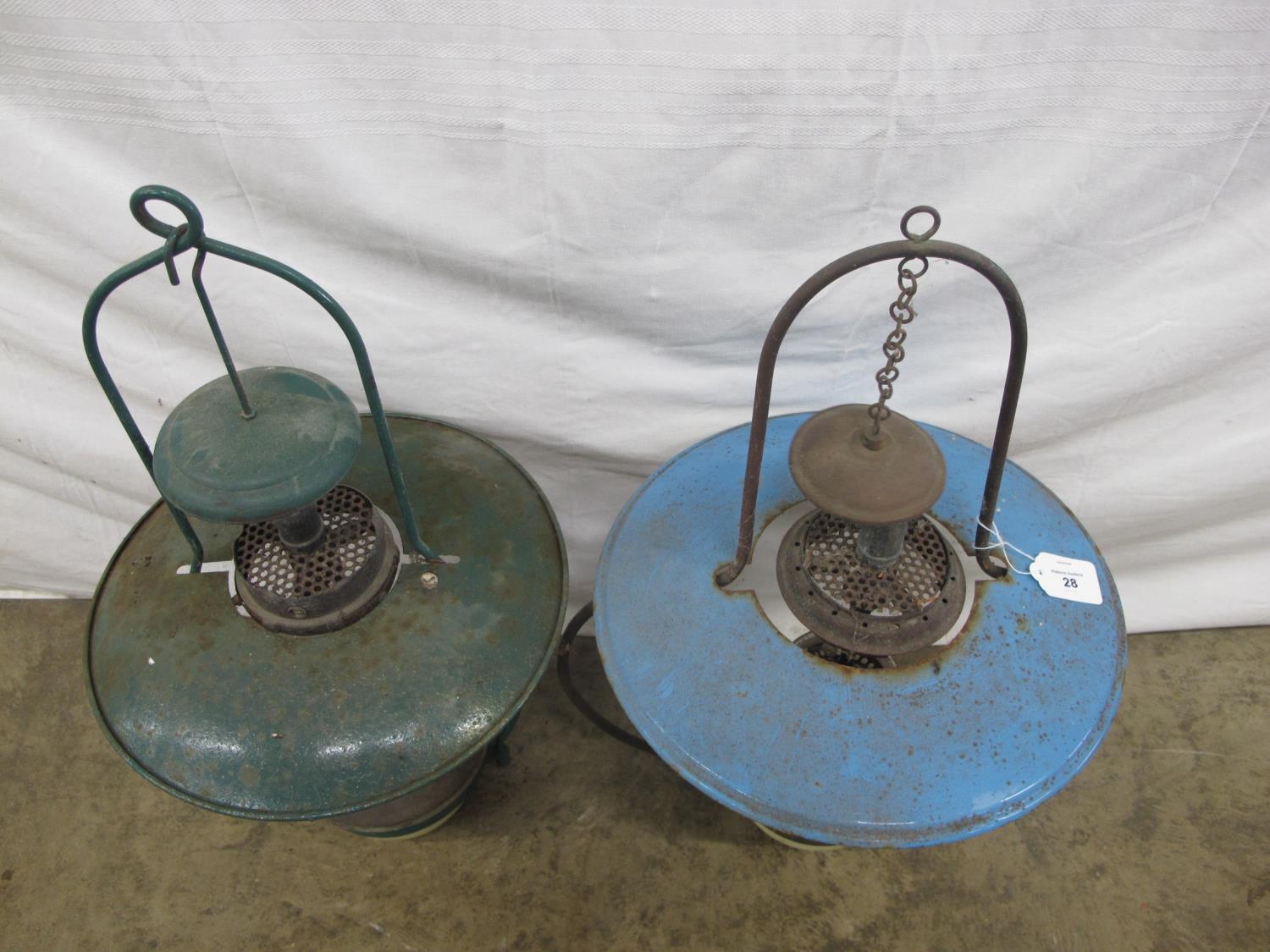 Two painted hanging paraffin lamps - approx 59cm tall Please note descriptions are not condition - Image 2 of 3