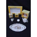 Royal Doulton Bramley Hedge miniature four piece tea set to comprise: oval serving tray, teapot,