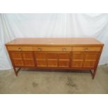 Mid century Nathan teak Squares sideboard having one long central drawer flanked by two short