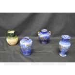 Three Ye Old Foley ware blue and white vases with gilt highlights - tallest 16cm together with Royal