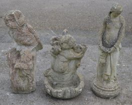 Koala formed water feature together with statue of an owl and one other Please note descriptions are