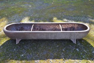 Iron feed trough with rounded ends and dividing rails - 91cm x 15cm tall Please note descriptions