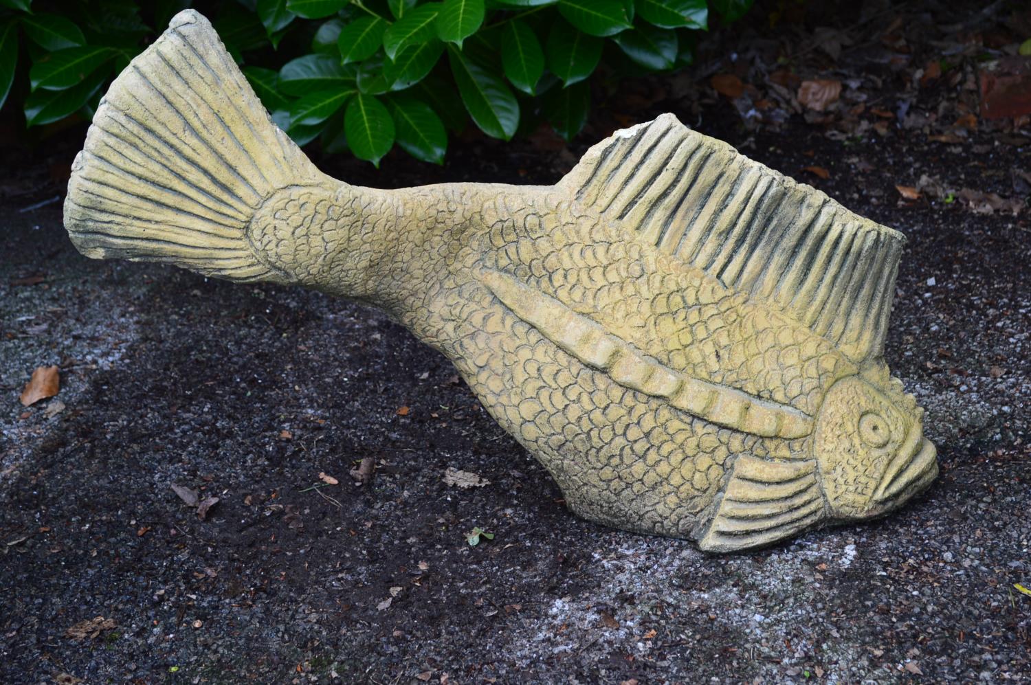 20th century statue of a Carp fish - 51.5cm tall Please note descriptions are not condition reports,