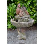 Painted tree formed single tier water fountain with duck decoration - 62cm x 90cm tall Please note