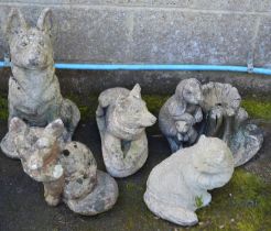 Group of five animal garden ornaments - tallest 51cm tall Please note descriptions are not condition