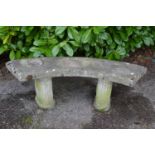 Curved garden bench seat with oval column supports - 125cm x 37cm x 38cm tall Please note