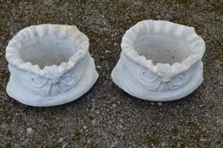 Pair of small sack formed planters - 30cm x 25cm tall Please note descriptions are not condition