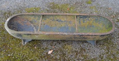 Iron trough with rounded ends and two dividing rails - 89cm x 16cm tall Please note descriptions are