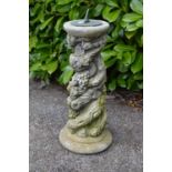 Tree formed column on hexagonal base with small sundial top - 39cm x 43cm x 78cm tall Please note